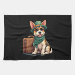 Fun Traveling Dog with Bag Graphic for Suitcase Lo Kitchen Towel