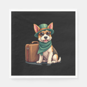 Fun Traveling Dog with Bag Graphic for Suitcase Lo Napkins