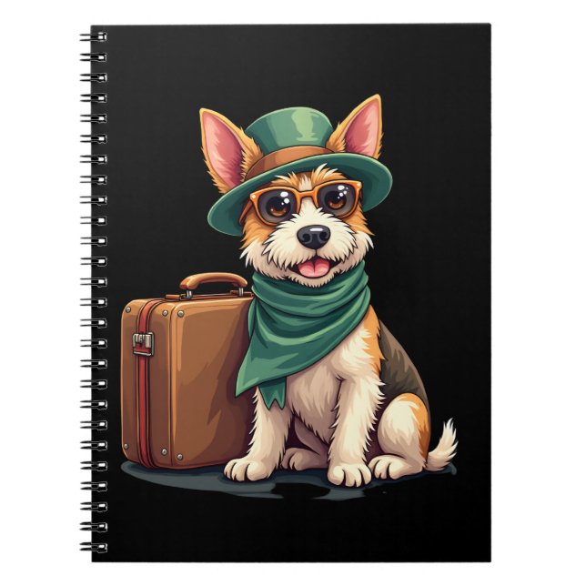 Fun Traveling Dog with Bag Graphic for Suitcase Lo Notebook (Front)