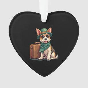 Fun Traveling Dog with Bag Graphic for Suitcase Lo Ornament
