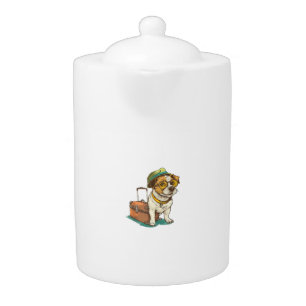 Fun Traveling Dog with Bag Graphic for Suitcase Lo Teapot
