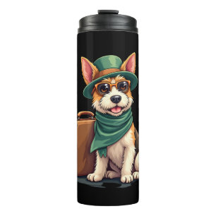 Fun Traveling Dog with Bag Graphic for Suitcase Lo Thermal Tumbler