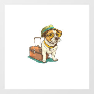 Fun Traveling Dog with Bag Graphic for Suitcase Lo Wall Decal