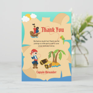 24pc PIRATE THANK YOU CARDS envelopes birthday party boy kids hook 