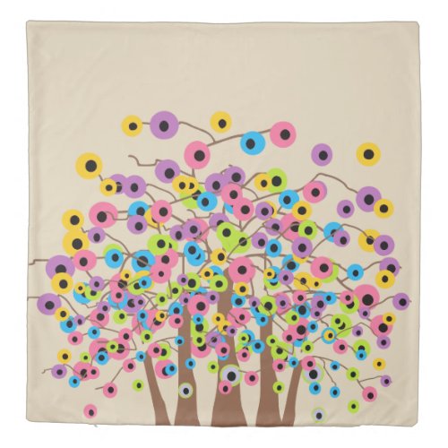 Fun Tree of Dots Pattern Design Reversible Duvet Cover
