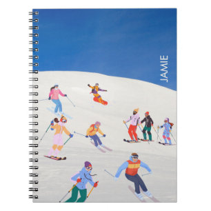 Fun Trendy Christmas Winter Travel Holidays Ski Notebook