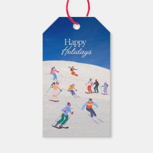 Fun Trendy Happy Holidays Ski Resort Gift Tags