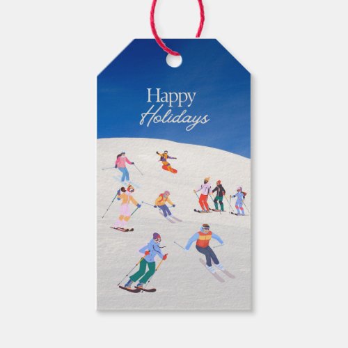 Fun Trendy Happy Holidays Ski Resort  Gift Tags