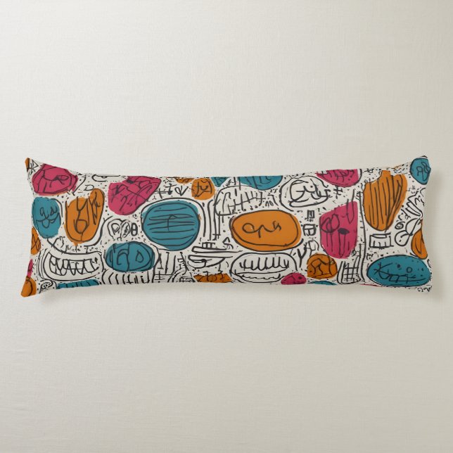 Fun Trendy Line Doodle Seamles Pattern Body Pillow (Front)