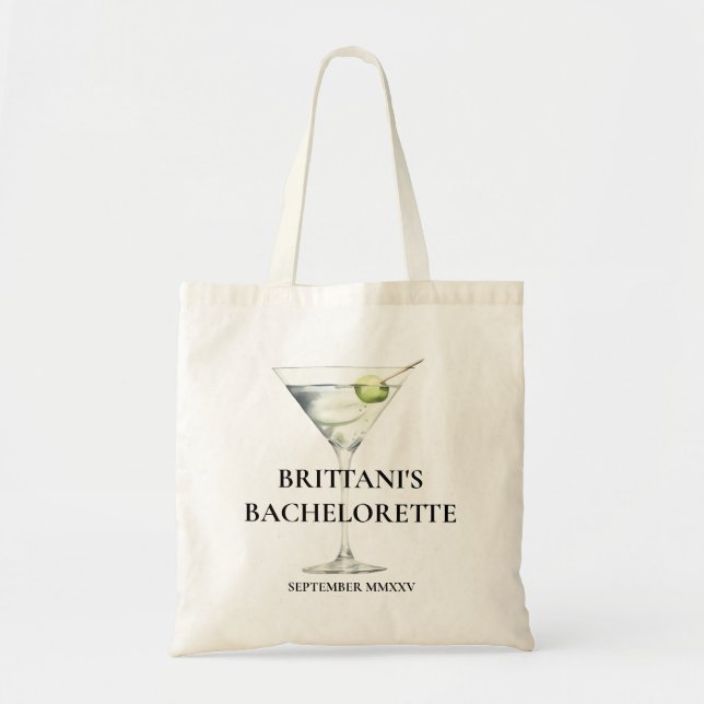 Fun Trendy Martini Bridesmaid Bachelorette Tote Bag (Front)