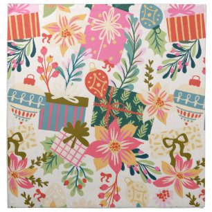 fun trendy modern retro christmas pattern cloth napkin