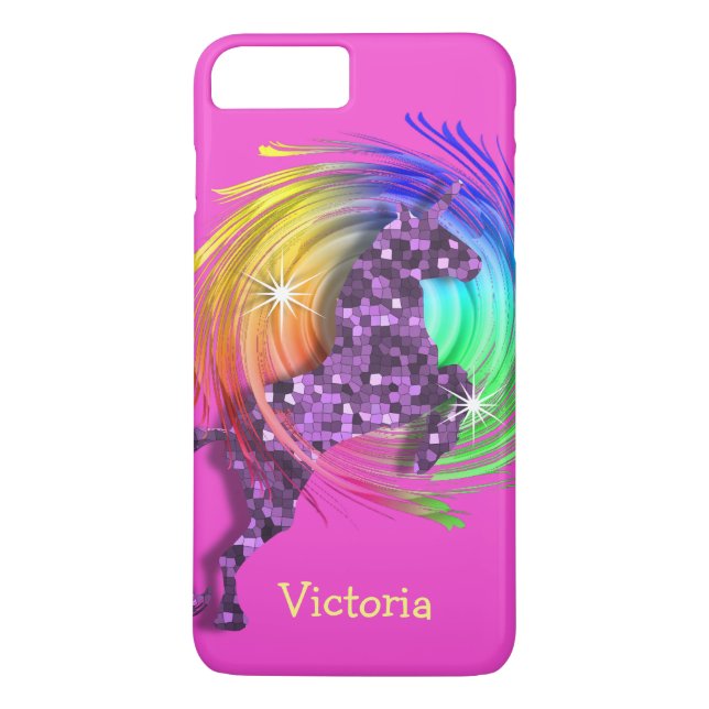 Fun Trendy Rainbow Unicorn Personalized Case-Mate iPhone Case (Back)