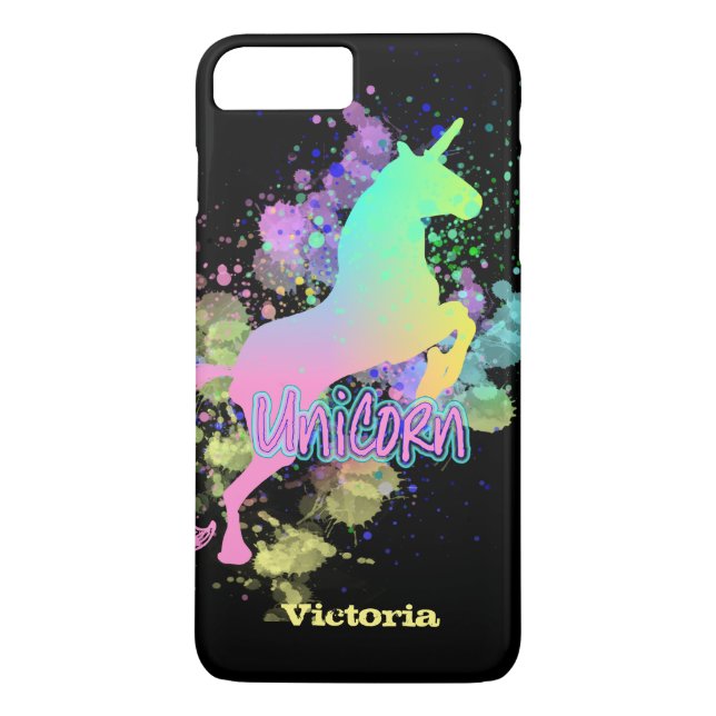 Fun Trendy Rainbow Unicorn Personalized Case-Mate iPhone Case (Back)