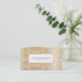 Fun Trendy Sparkly Gold Sequins Beauty Business Card (Standing Front)