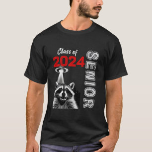 Fun Trendy UFO Raccoon Graduation Class of 2024 Se T-Shirt