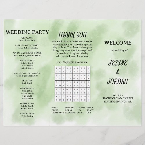 Fun Tri_Fold Wedding Program Flyer