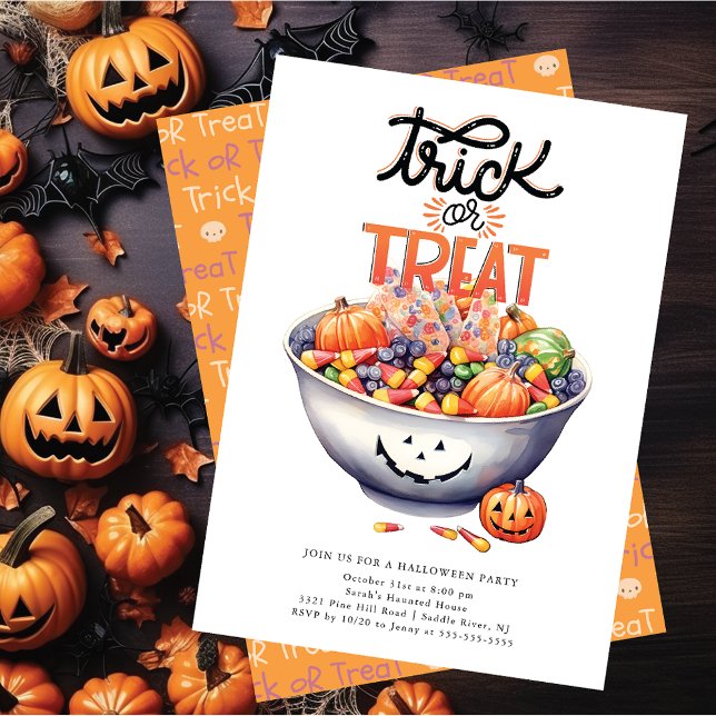 Fun Trick or Treat Candy Halloween Invitation (Creator Uploaded)