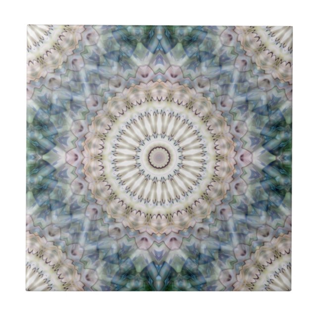 Fun Trippy Hippy Psychedelic Fractal Kaleidoscope Ceramic Tile (Front)