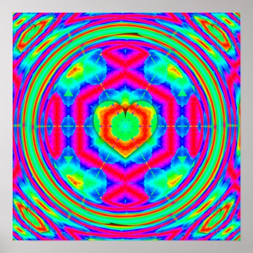 Fun trippy Rainbow heart Poster