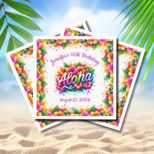 Fun Tropical Aloha Birthday Luau Party Napkins