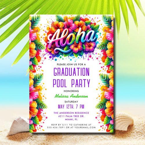 Fun Tropical Aloha Graduation Pool Party