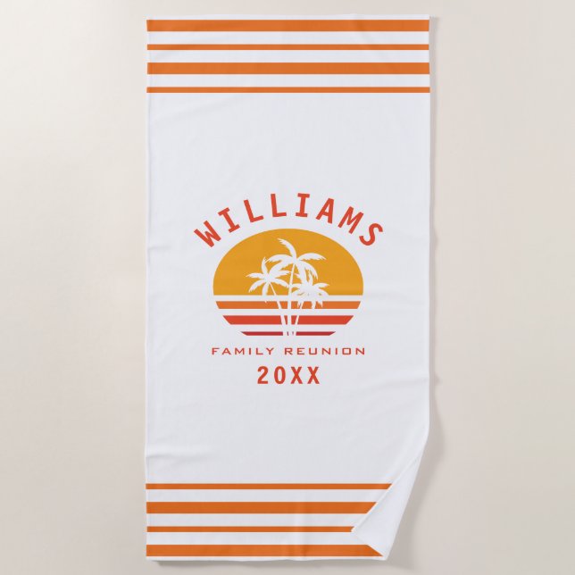 Fun Tropical Beach Summer Vacation Family Reunion Beach Towel (Front)