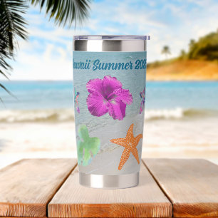 Fun Tropical Bright Purple Paisley Sea Turtles Insulated Tumbler