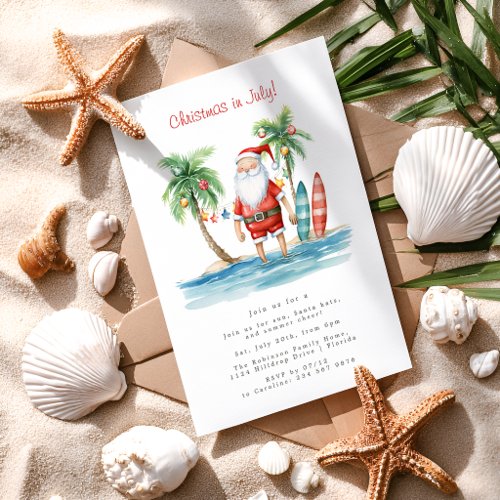 Fun Tropical Christmas In July Invitation