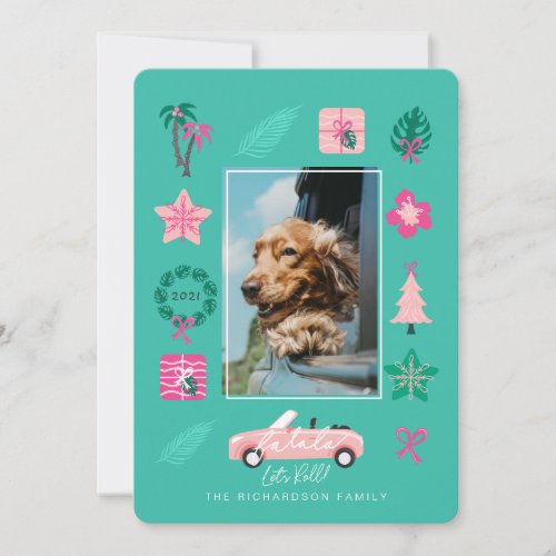 Fun Tropical Christmas Lets Roll Convertible Photo Holiday Card