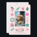 Fun Tropical Christmas Lets Roll Convertible Photo Holiday Card<br><div class="desc">Celebrate the festive holiday season with our fun tropical, festive and colorful holiday photo card. Our festive tropical design features a single photo in the middle of the card to display your own fun family photo. The photo is framed with various tropical Christmas theme illustrations including a pink convertible, palm...</div>