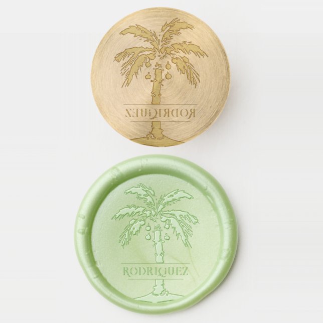 Fun Tropical Christmas | Palm Monogram Wax Seal Stamp (Stamped)