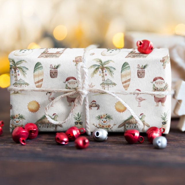 Fun Tropical Christmas Personalized  Wrapping Paper (Creator Uploaded)