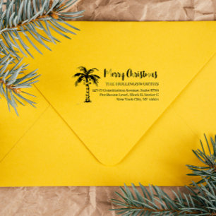 Fun Tropical Christmas   Return Address  Rubber Stamp