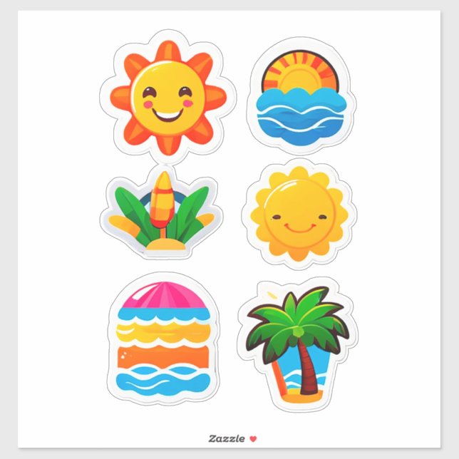 Fun Tropical Expression Decal, Cute Happy Face Sticker (Sheet)