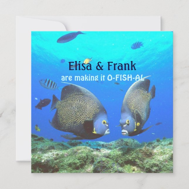 Fun Tropical Fish Love Wedding Invitation (Front)