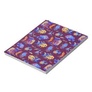 Fun tropical fishes on dark purple notepad