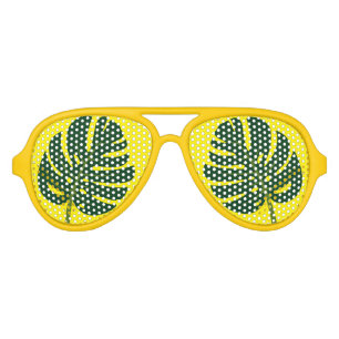Fun tropical Monstera palm leaf cool summer party Aviator Sunglasses