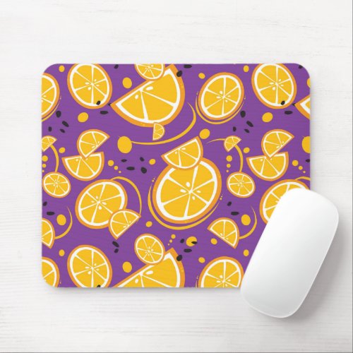 Fun Tropical Oranges Fruit Pattern Mouse Pad