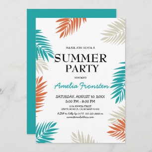 Fun Tropical palm Summer Birthday Party Invitation