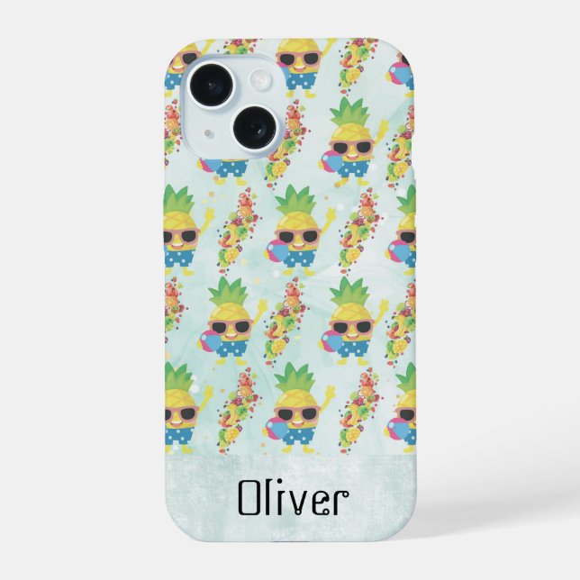 Fun Tropical Pattern with Custom Name  Iphone Case (Back)