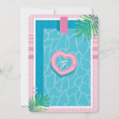 Fun Tropical Pink & Blue Illustrative Pool Party Invitation (Back)