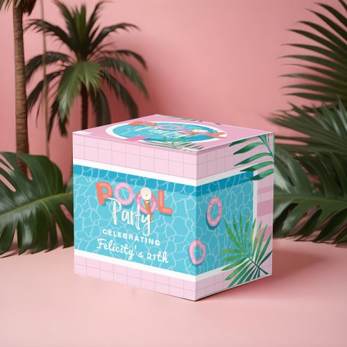 Fun Tropical Pink  Blue Summertime Pool Party Favor Boxes