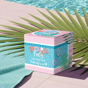 Fun Tropical Pink & Blue Summertime Pool Party Favor Boxes