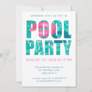 Fun Tropical Pool Party Invitation