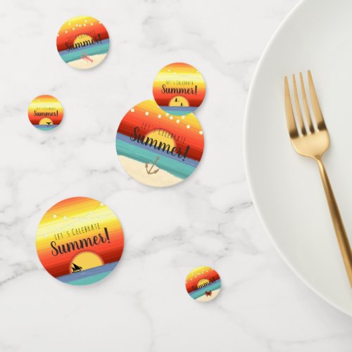 Fun Tropical Summer Beach Party Sunset Confetti