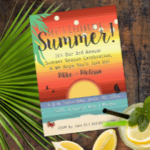 Fun Tropical Summer Party Beach Sunset Invitation