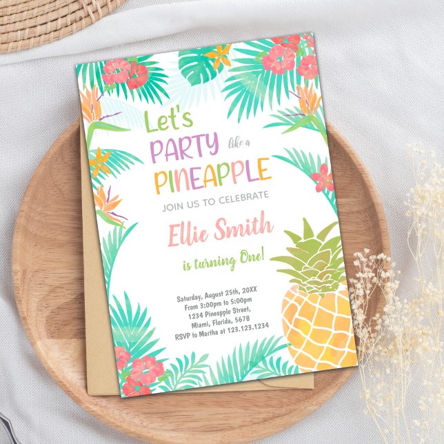 Fun Tropical Summer Party Card for Kids or Adults (Pineapple Invitations)