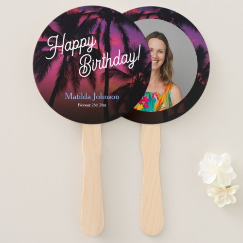 Fun Tropical Sunset Luau Birthday Party Hand Fan