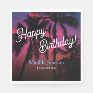 Fun Tropical Sunset Luau Birthday Party Napkins