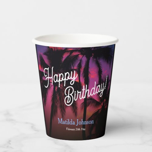 Fun Tropical Sunset Luau Birthday Party Paper Cups
